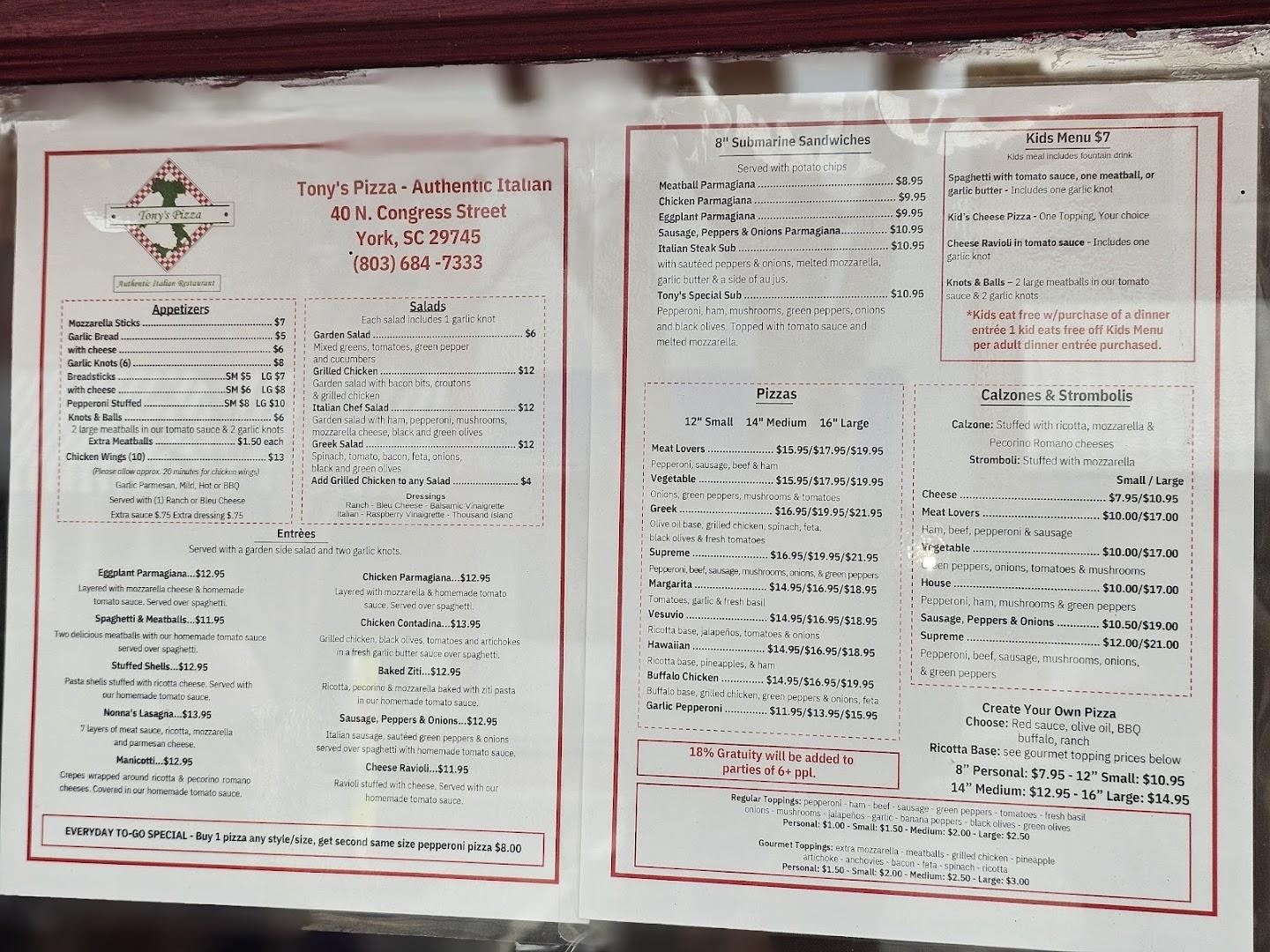 Tony's Pizza & Italian Restaurant