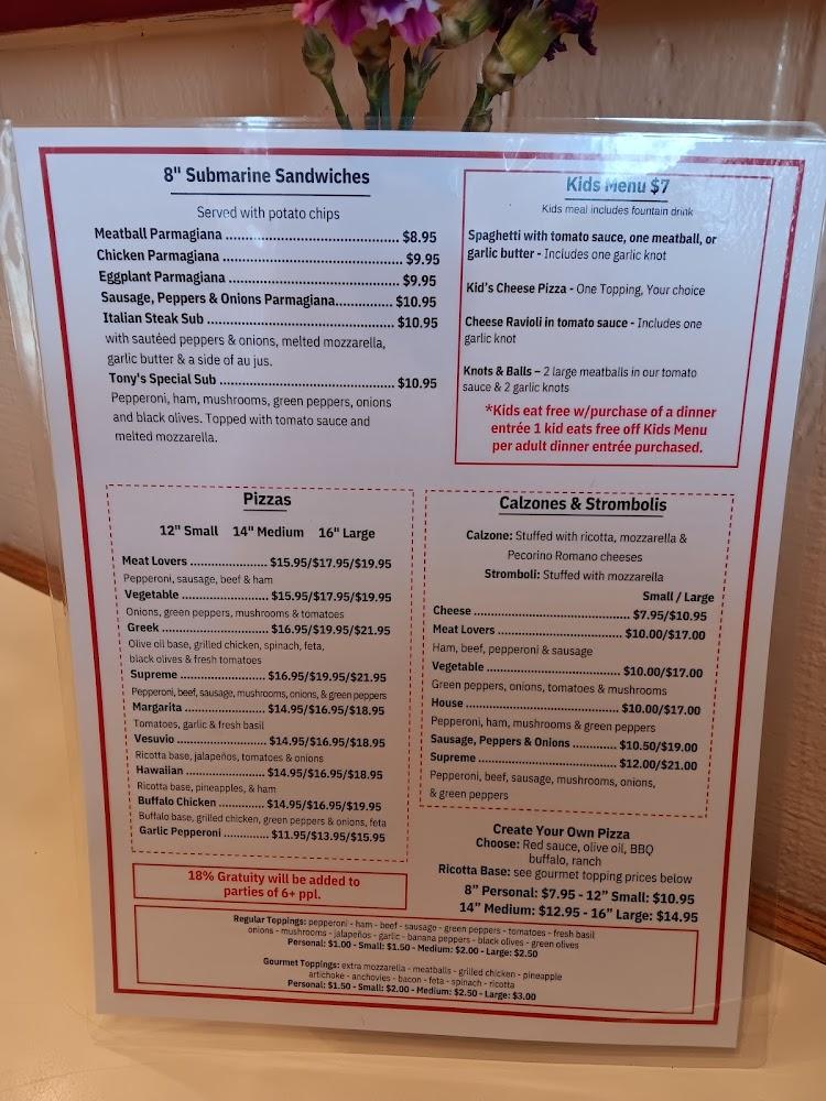Tony's Pizza & Italian Restaurant Menu image 3
